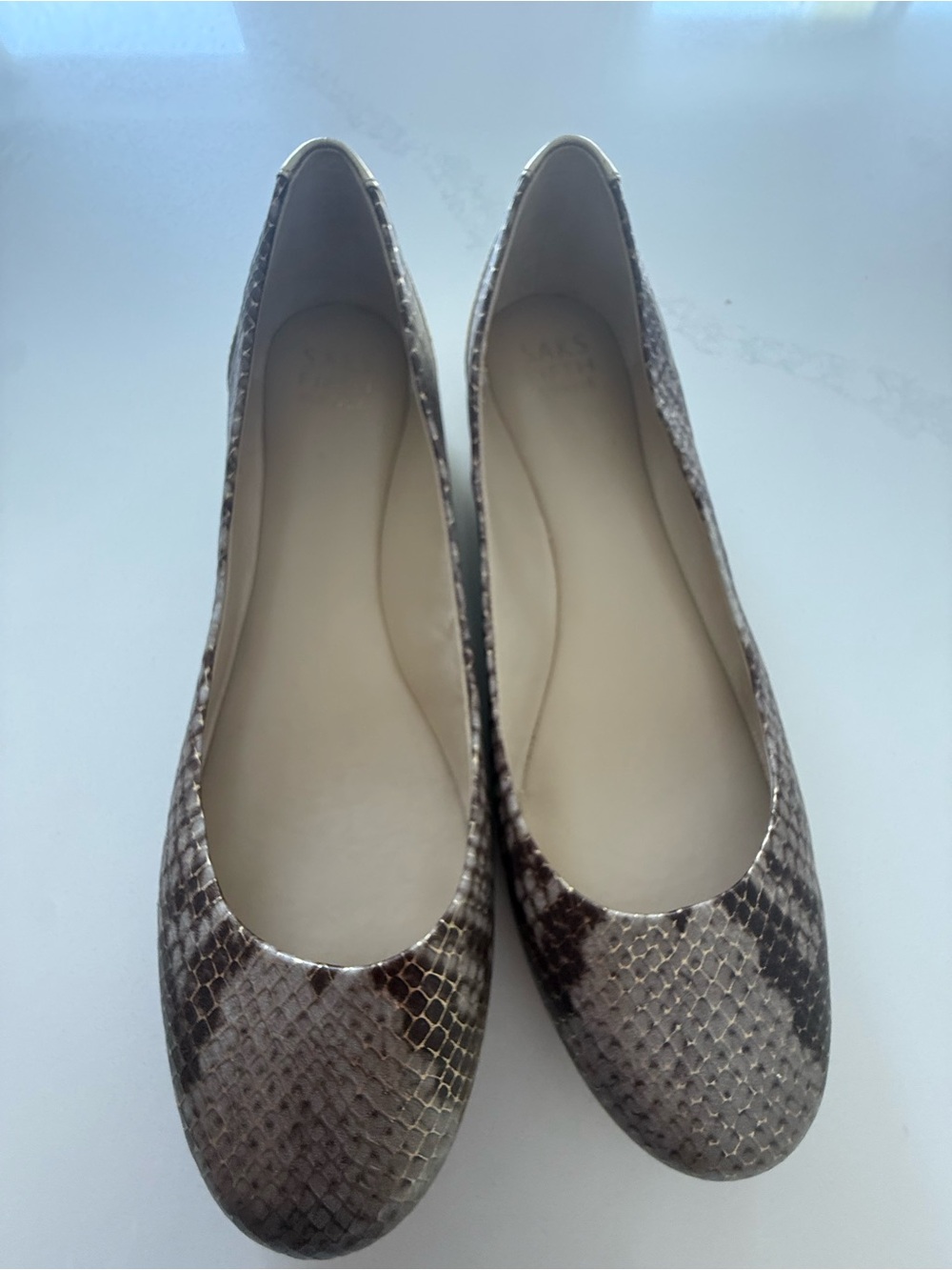 Women's Sacks 5th Avenue Golden Snake-Print Ballet Flats